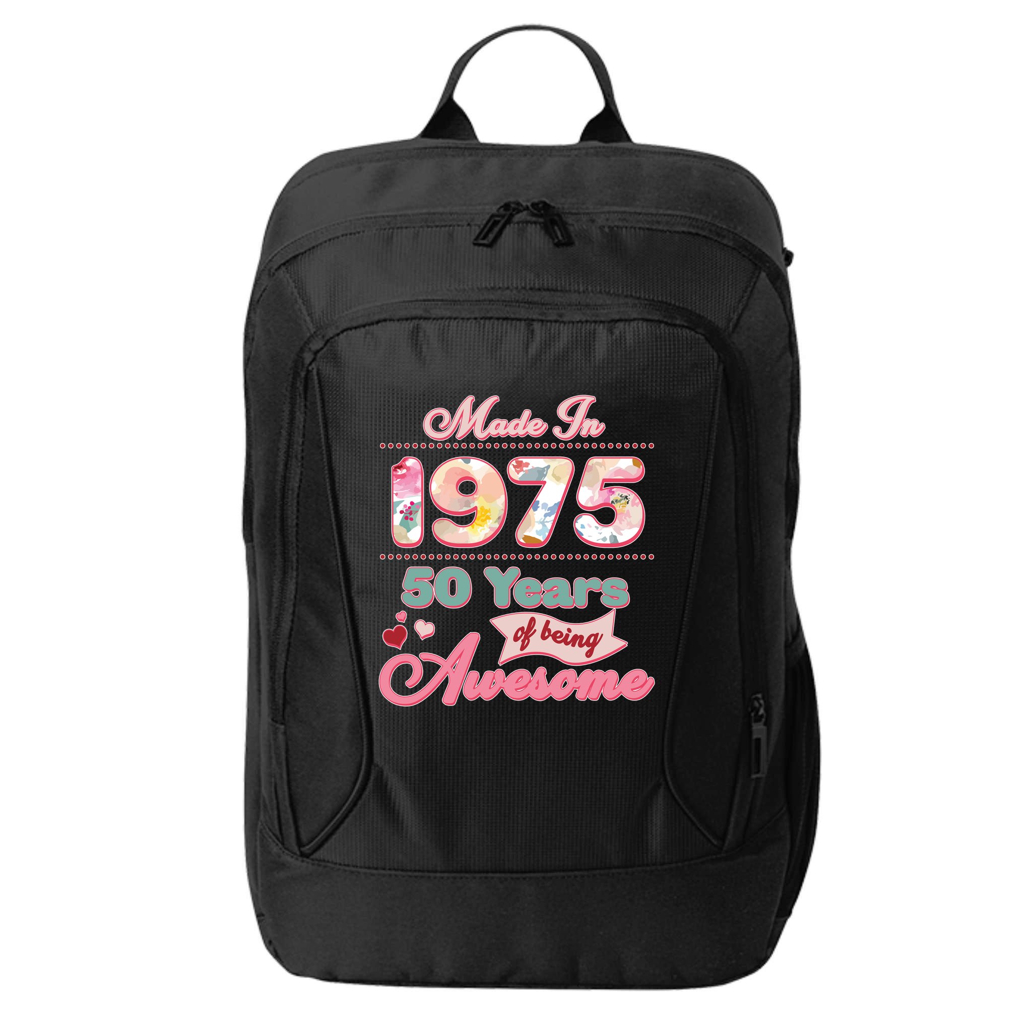 Pink Floral Made In 1975 50 Years Of Being Awesome Birthday City Backpack