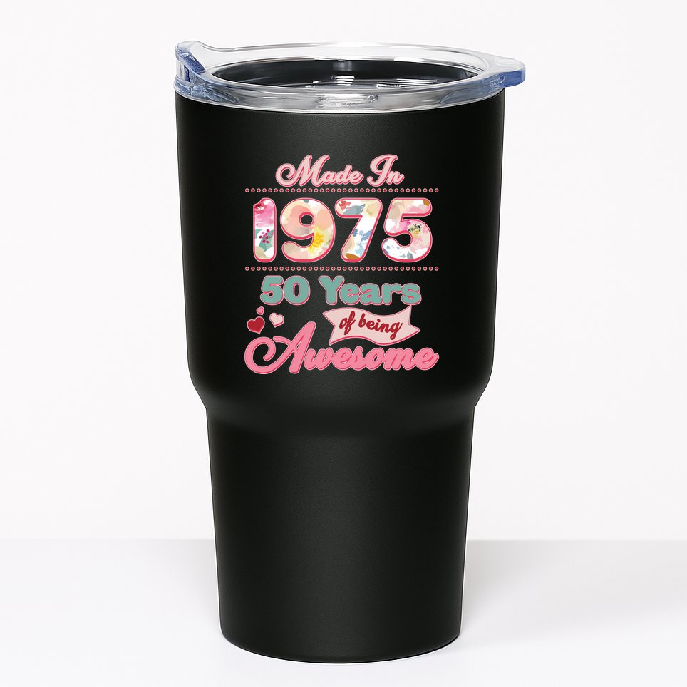 Pink Floral Made In 1975 50 Years Of Being Awesome Birthday Tumbler