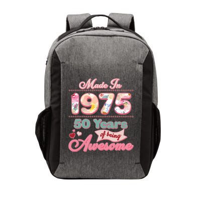 Pink Floral Made In 1975 50 Years Of Being Awesome Birthday Vector Backpack