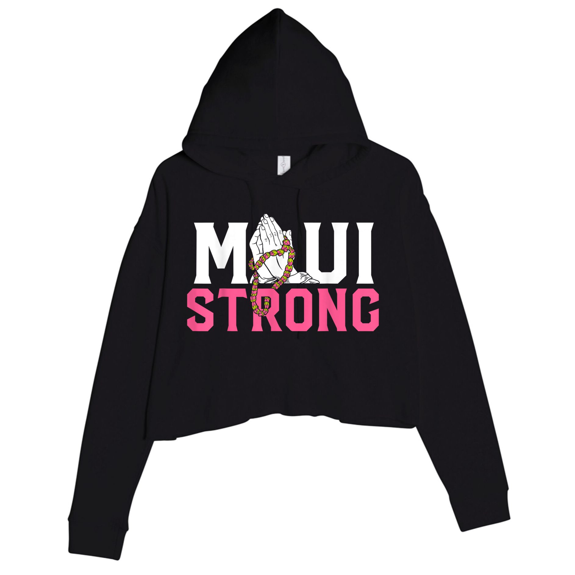 Pray For Maui Hawaii Strong Crop Fleece Hoodie