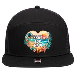 Pray For Maui Pray For Hawaii Wildfire Support 7 Panel Mesh Trucker Snapback Hat