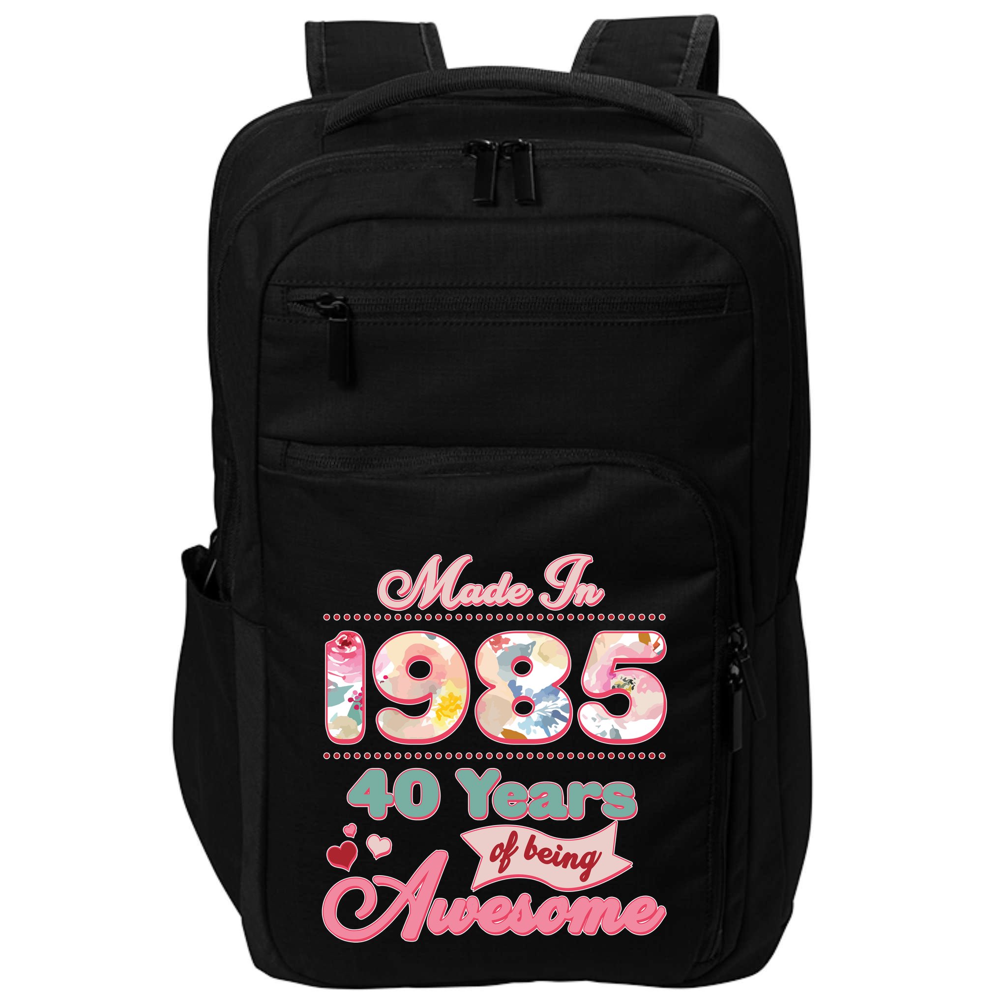 Pink Floral Made In 1985 40 Years Of Being Awesome Birthday Impact Tech Backpack