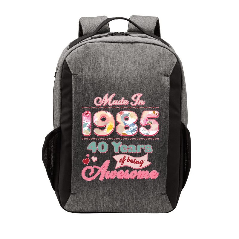 Pink Floral Made In 1985 40 Years Of Being Awesome Birthday Vector Backpack