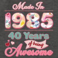 Pink Floral Made In 1985 40 Years Of Being Awesome Birthday Vector Backpack