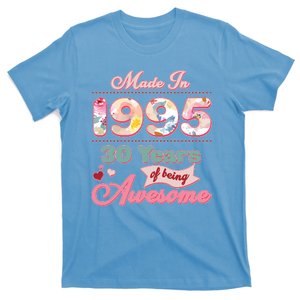 Pink Floral Made In 1995 30 Years Of Being Awesome Birthday T-Shirt