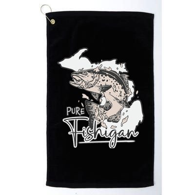 Pure Fishigan Men Women Fisherman State Of Michigan Fishing Platinum Collection Golf Towel