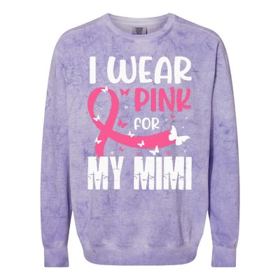 Pink For My Mimi Breast Cancer Awareness Butterfly Colorblast Crewneck Sweatshirt