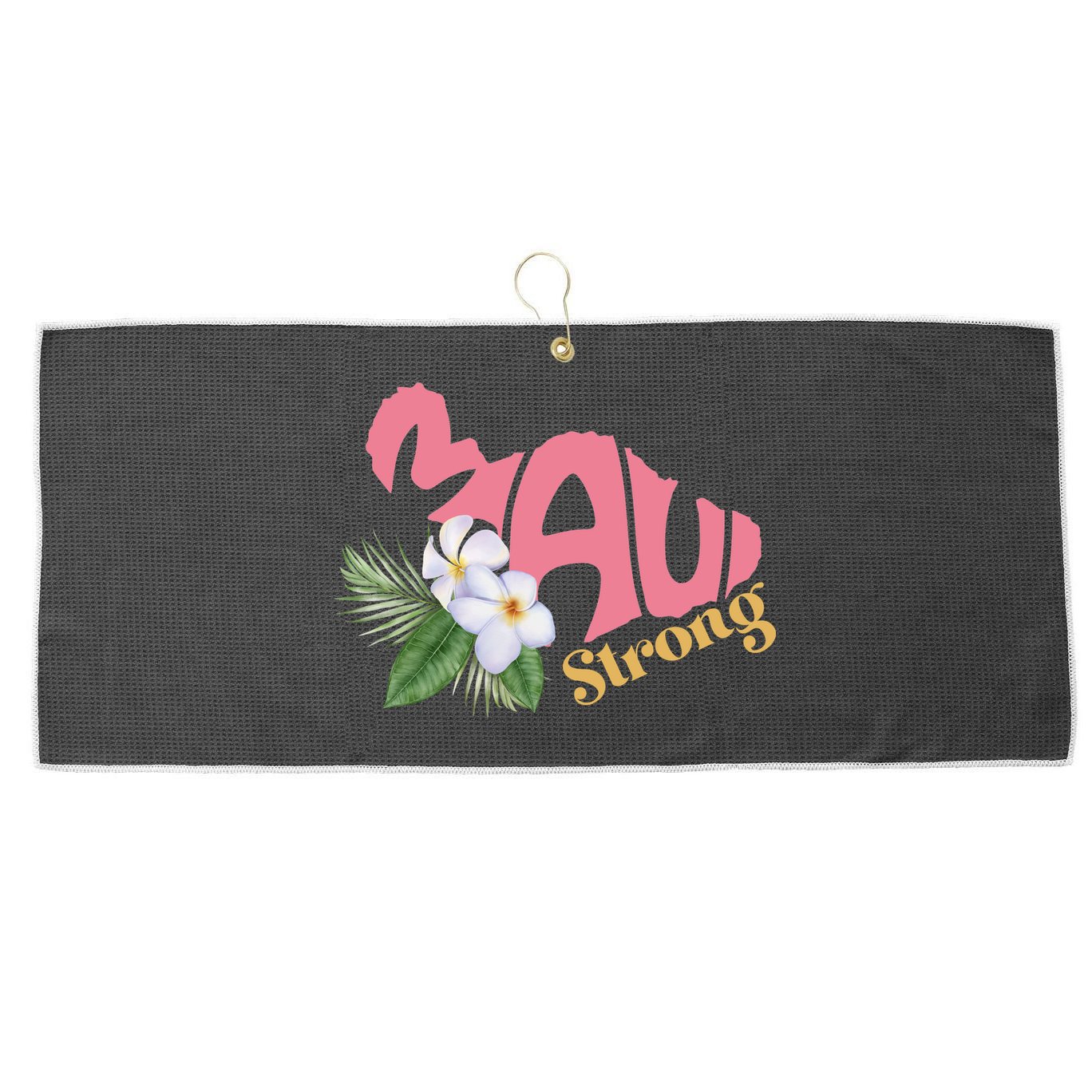 Pray For Maui Strong Hawaii Large Microfiber Waffle Golf Towel