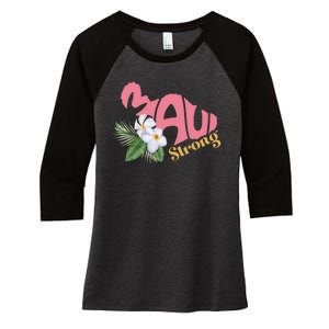 Pray For Maui Strong Hawaii Women's Tri-Blend 3/4-Sleeve Raglan Shirt