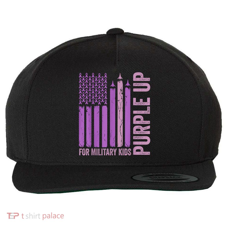 Purple For Military Month Usa Purple Flag Wool Snapback Cap