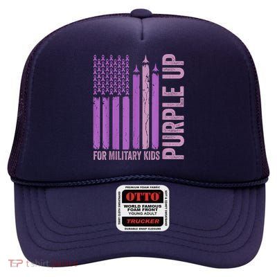Purple For Military Month Usa Purple Flag High Crown Mesh Back Trucker Hat