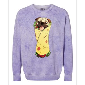 Pugrito Funny Mexican Pug Dog Burrito Food Tee Colorblast Crewneck Sweatshirt