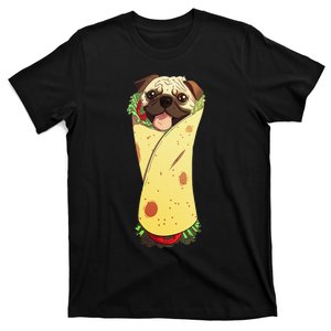 Pugrito Funny Mexican Pug Dog Burrito Food Tee T-Shirt