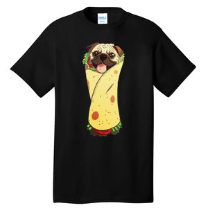 Pugrito Funny Mexican Pug Dog Burrito Food Tee Tall T-Shirt