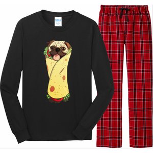 Pugrito Funny Mexican Pug Dog Burrito Food Tee Long Sleeve Pajama Set