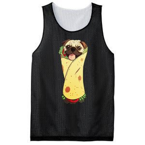 Pugrito Funny Mexican Pug Dog Burrito Food Tee Mesh Reversible Basketball Jersey Tank