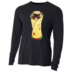 Pugrito Funny Mexican Pug Dog Burrito Food Tee Cooling Performance Long Sleeve Crew