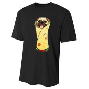 Pugrito Funny Mexican Pug Dog Burrito Food Tee Performance Sprint T-Shirt