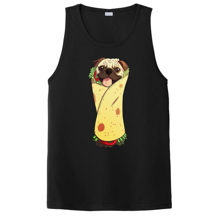 Pugrito Funny Mexican Pug Dog Burrito Food Tee PosiCharge Competitor Tank