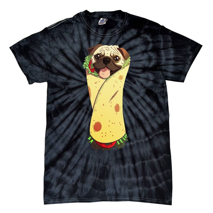 Pugrito Funny Mexican Pug Dog Burrito Food Tee Tie-Dye T-Shirt