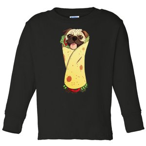 Pugrito Funny Mexican Pug Dog Burrito Food Tee Toddler Long Sleeve Shirt