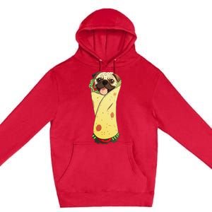 Pugrito Funny Mexican Pug Dog Burrito Food Tee Premium Pullover Hoodie