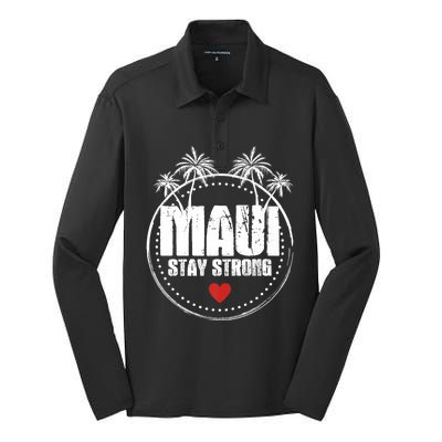 Pray For Maui Hawaii Strong Maui Silk Touch Performance Long Sleeve Polo