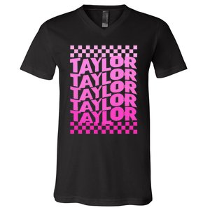 Personalized First Name T.AYLOR Girl Birthday  V-Neck T-Shirt