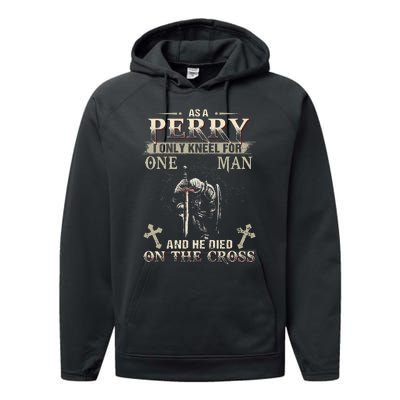 Perry Family Name He Died On The Cross Performance Fleece Hoodie