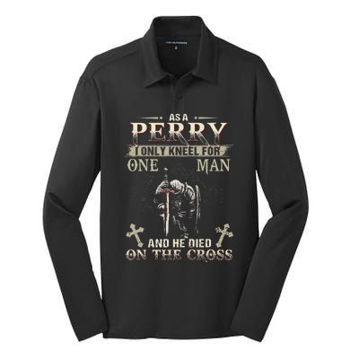 Perry Family Name He Died On The Cross Silk Touch Performance Long Sleeve Polo