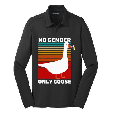 Pride Funny No Gender Only Goose Lgbtq Enby Flag Silk Touch Performance Long Sleeve Polo