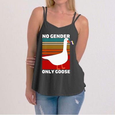 Pride Funny No Gender Only Goose Lgbtq Enby Flag Women's Strappy Tank