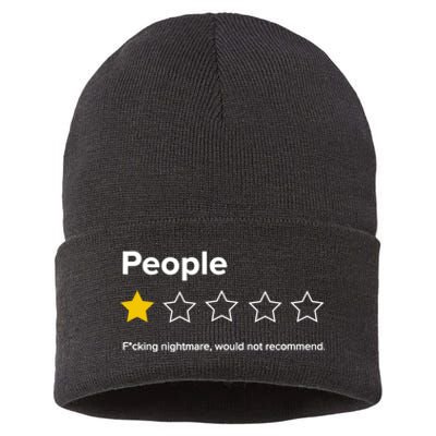 People F*cking Nightmare Would Not Recommend Funny Star Sustainable Knit Beanie