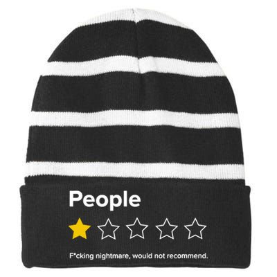 People F*cking Nightmare Would Not Recommend Funny Star Striped Beanie with Solid Band