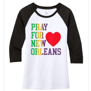 Pray For New Orleans Support Never Forget Nola Orleans Women's Tri-Blend 3/4-Sleeve Raglan Shirt