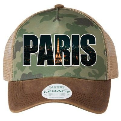 Paris France Night Skyline Urban Photography Legacy Tie Dye Trucker Hat