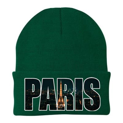 Paris France Night Skyline Urban Photography Knit Cap Winter Beanie