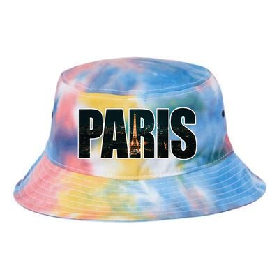 Paris France Night Skyline Urban Photography Tie Dye Newport Bucket Hat