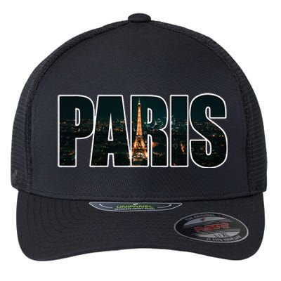 Paris France Night Skyline Urban Photography Flexfit Unipanel Trucker Cap