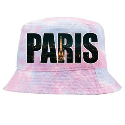 Paris France Night Skyline Urban Photography Tie-Dyed Bucket Hat