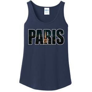 Paris France Night Skyline Urban Photography Ladies Essential Tank