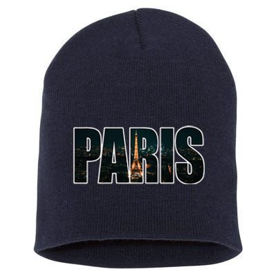 Paris France Night Skyline Urban Photography Short Acrylic Beanie