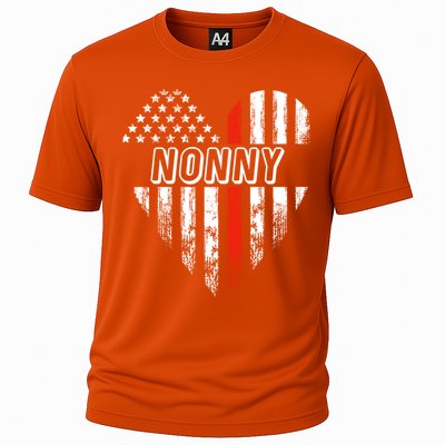 Proud Firefighter Nonny American Flag Heart Gift Cooling Performance Crew T-Shirt