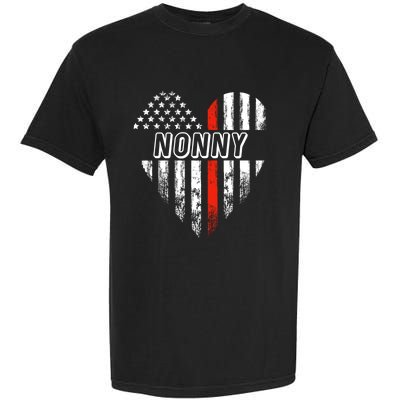 Proud Firefighter Nonny American Flag Heart Gift Garment-Dyed Heavyweight T-Shirt