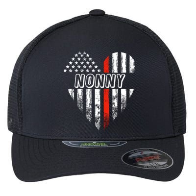 Proud Firefighter Nonny American Flag Heart Gift Flexfit Unipanel Trucker Cap