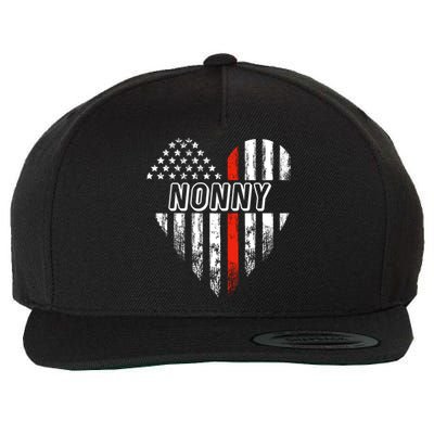 Proud Firefighter Nonny American Flag Heart Gift Wool Snapback Cap