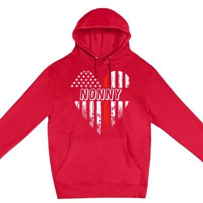 Proud Firefighter Nonny American Flag Heart Gift Premium Pullover Hoodie