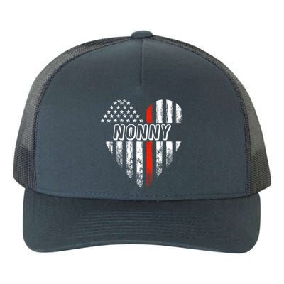 Proud Firefighter Nonny American Flag Heart Gift Yupoong Adult 5-Panel Trucker Hat