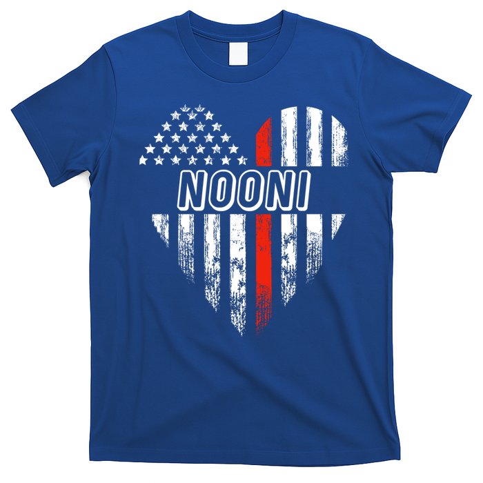 Proud Firefighter Nooni American Flag Heart Gift T-Shirt