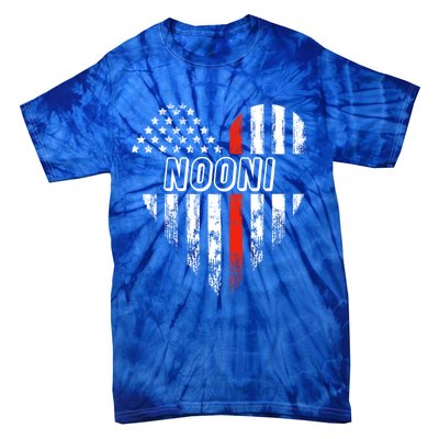 Proud Firefighter Nooni American Flag Heart Gift Tie-Dye T-Shirt